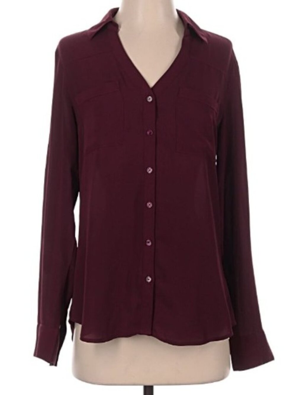 Express Button Down Top, Burgundy, Size S